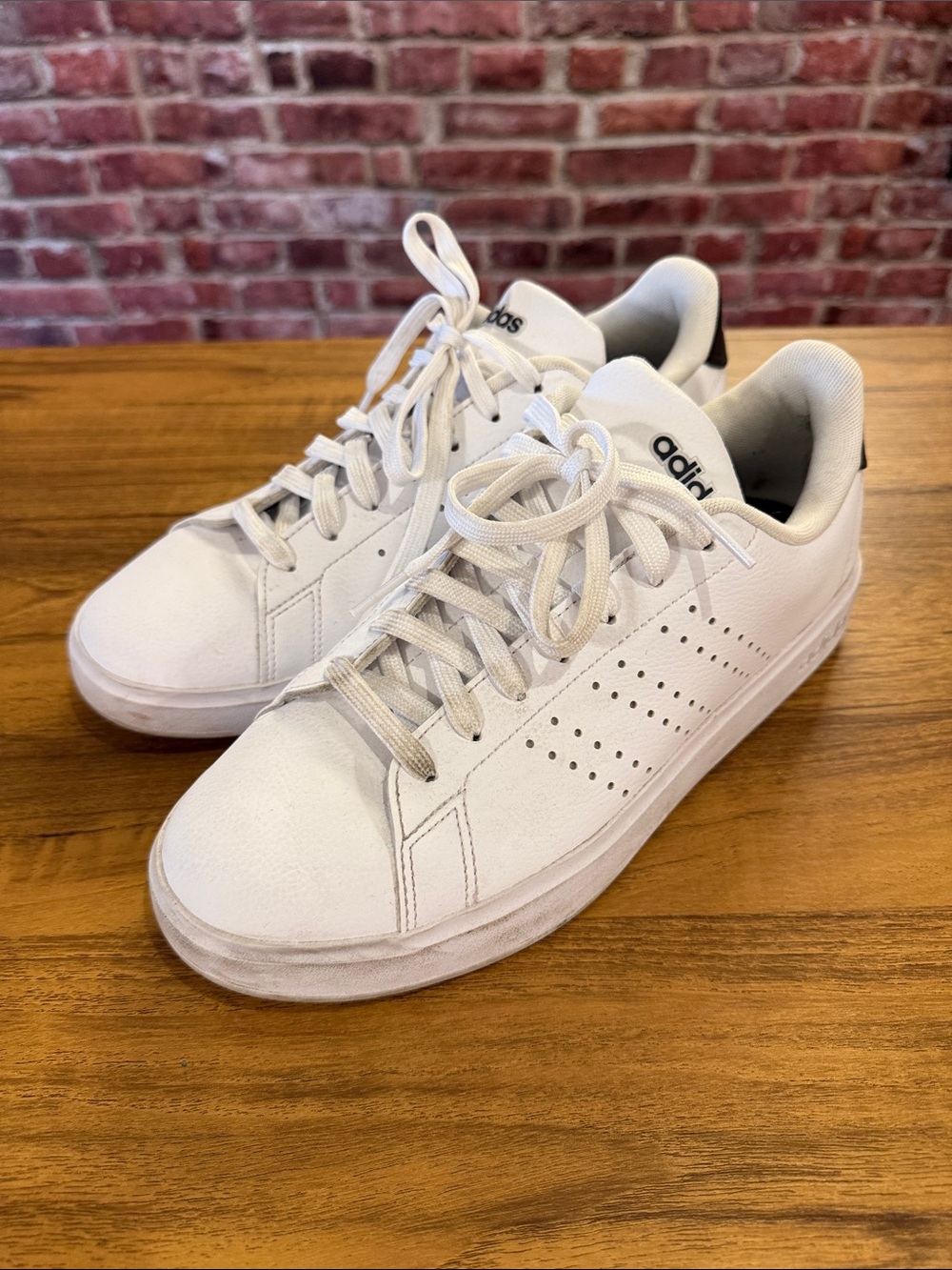 adidas White Low-Top Perforated Sneakers